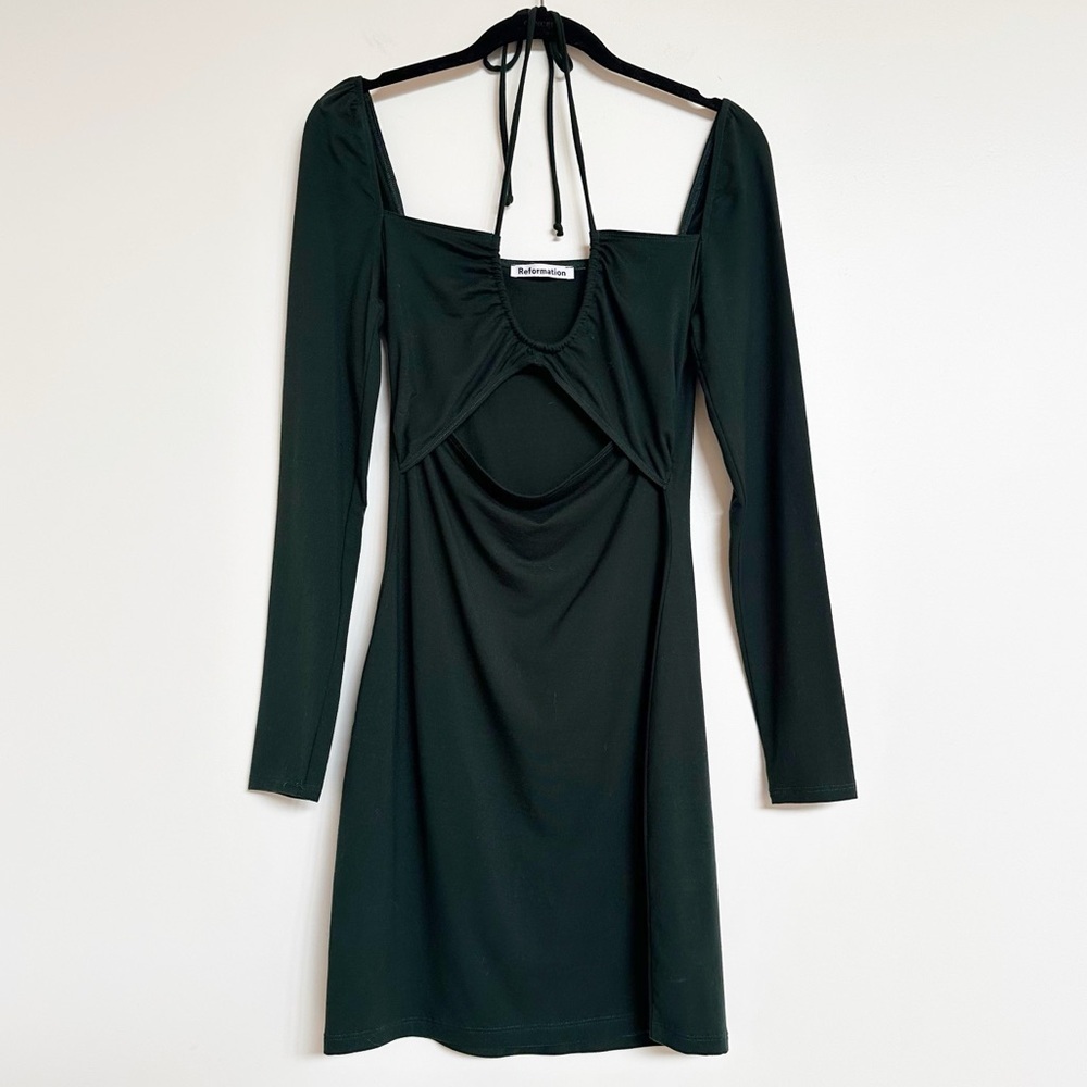 Reformation Alexei Cut Out Dress in Forest Green Size xs